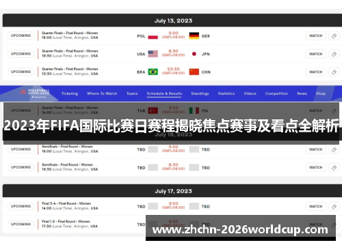 2023年FIFA国际比赛日赛程揭晓焦点赛事及看点全解析 2023年FIFA国际比赛日赛程揭晓焦点赛事及看点全解析